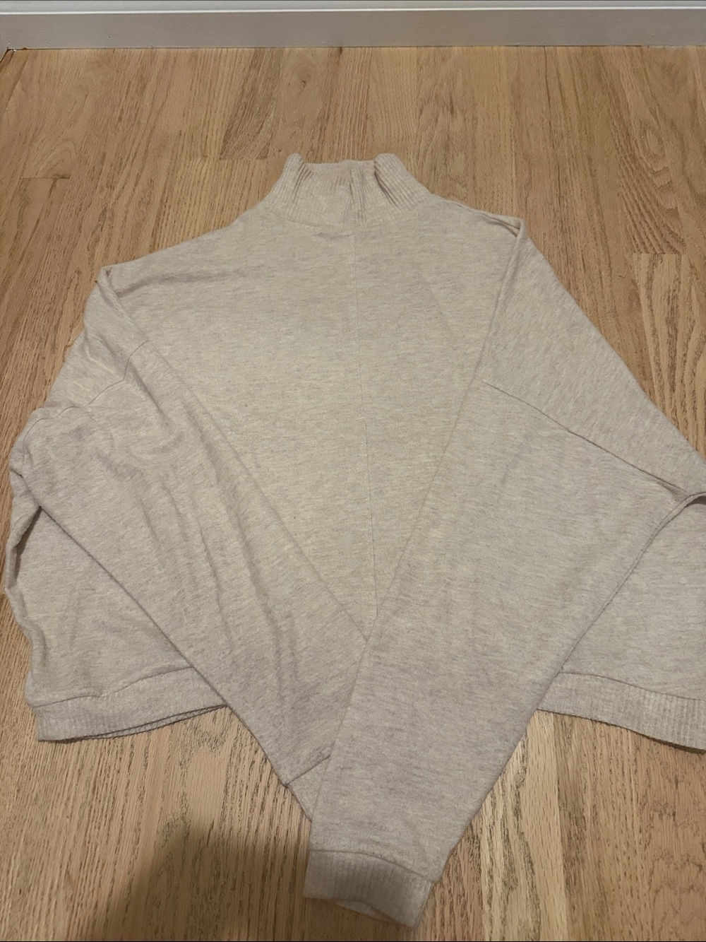 Mock Neck Sweater - Light Gray/Beige